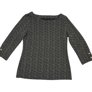 Talbots Petite Qtr‎ Sleeve W/Pearl Buttons Scoop Neck Cotton Blouse Small Career